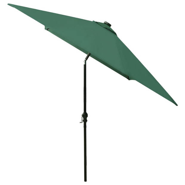 The Living Store Parasol Tuin - Groen - UV-Beschermend Polyester - Gepoedercoat Staal - 200x300x247cm - Met LEDs