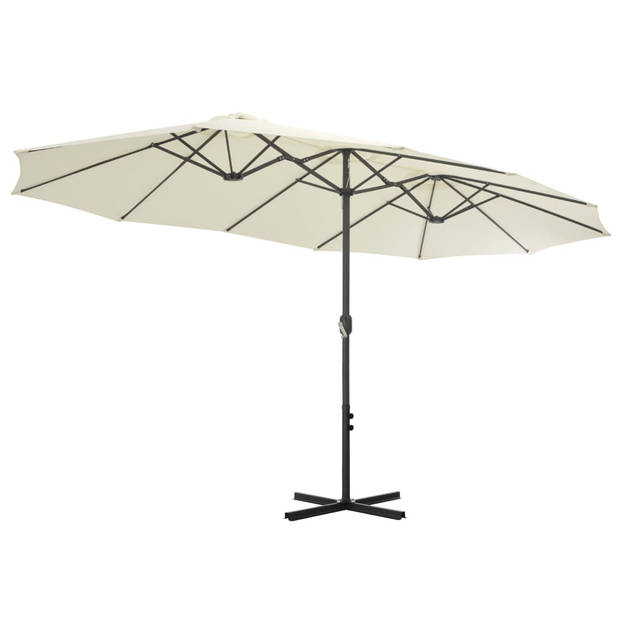 The Living Store Tuinparasol - Zand - Polyester - 460x270x246 cm - Met zwengelsysteem