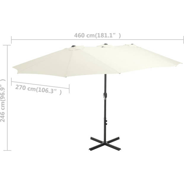 The Living Store Tuinparasol - Zand - Polyester - 460x270x246 cm - Met zwengelsysteem