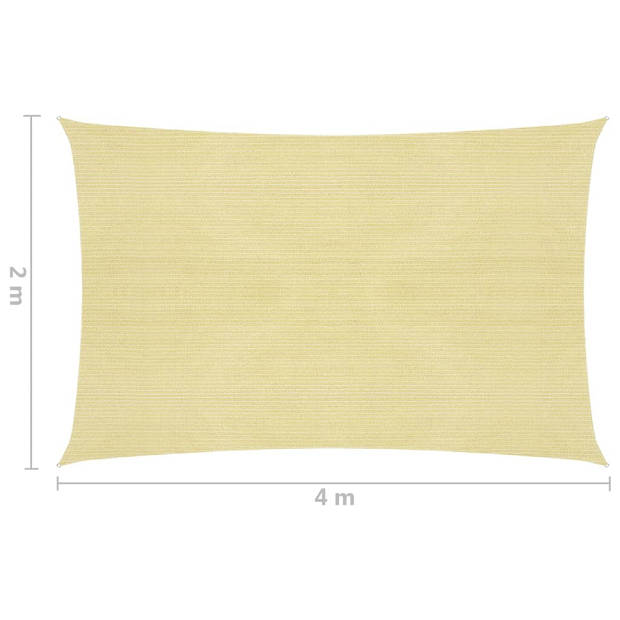 vidaXL Zonnescherm HDPE rechthoekig 2x4 m beige