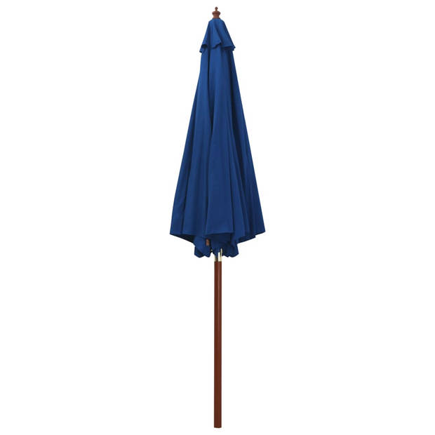 The Living Store Tuinparasol - Blauw - 300 cm - UV-bestendig polyester - Stevige houten paal