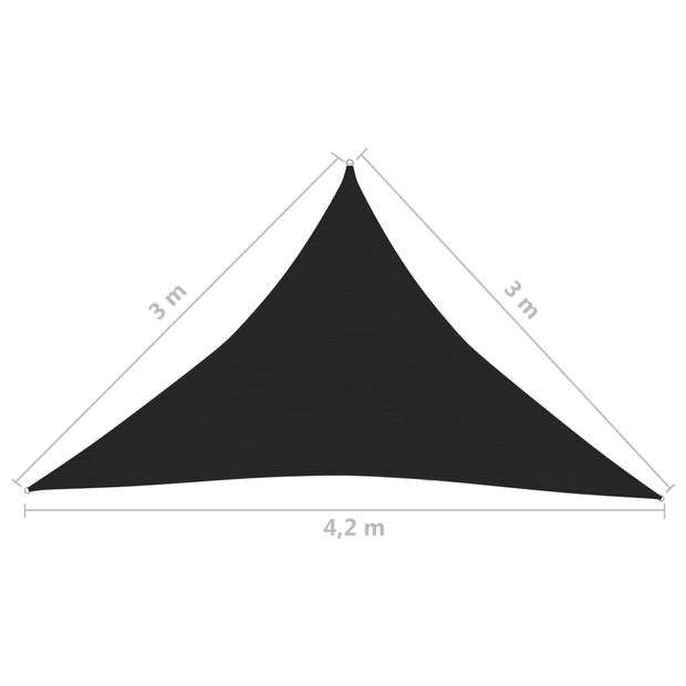 vidaXL Zonnezeil 160 g/m² 3x3x4,2 m HDPE zwart