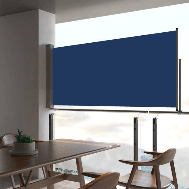 The Living Store Zijscherm - Polyester - 60 x 0-300 cm - Blauw/Grijs