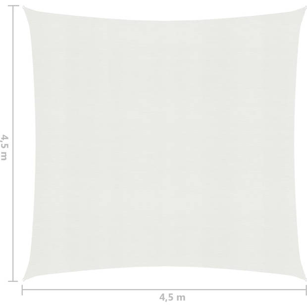 The Living Store Schaduwdoek HDPE 4.5x4.5m - wit vierkant 90% uv-bescherming