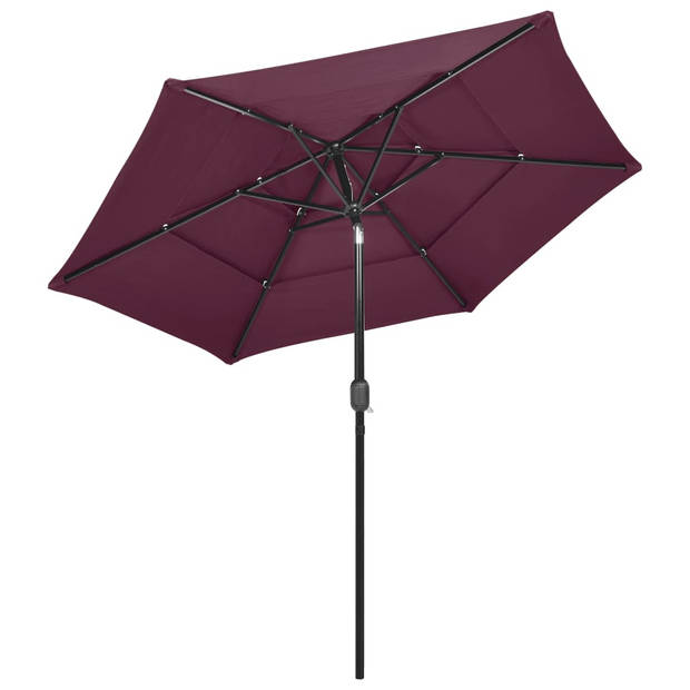 The Living Store Parasol 3-laags - 250 x 229 cm - UV-beschermend polyester - Bordeauxrood