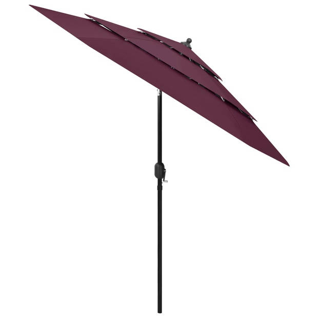 The Living Store Parasol 3-laags - 250 x 229 cm - UV-beschermend polyester - Bordeauxrood