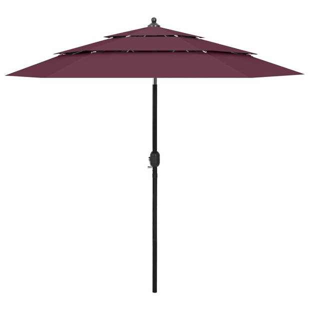 The Living Store Parasol 3-laags - 250 x 229 cm - UV-beschermend polyester - Bordeauxrood