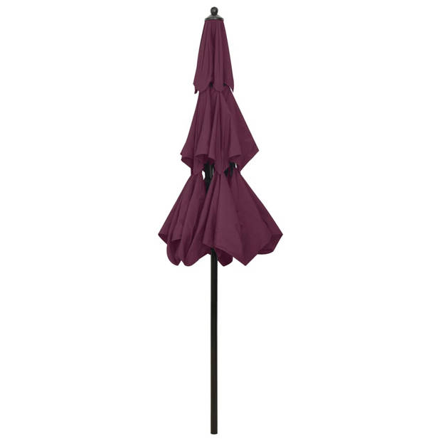 The Living Store Parasol 3-laags - 250 x 229 cm - UV-beschermend polyester - Bordeauxrood