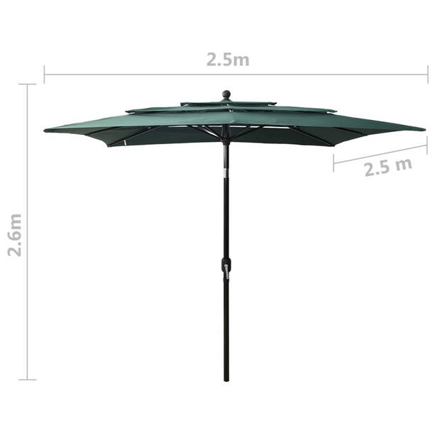 The Living Store Parasolgroen - 3-laags - 250x250x260 cm - UV-beschermend