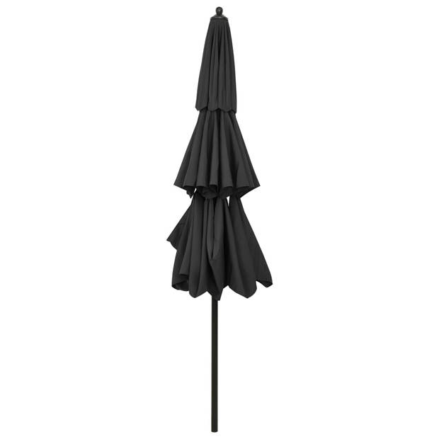 The Living Store Parasol 3-laags Antraciet Polyester - Gepoedercoat Aluminium 300x243 cm - Bescherming tegen