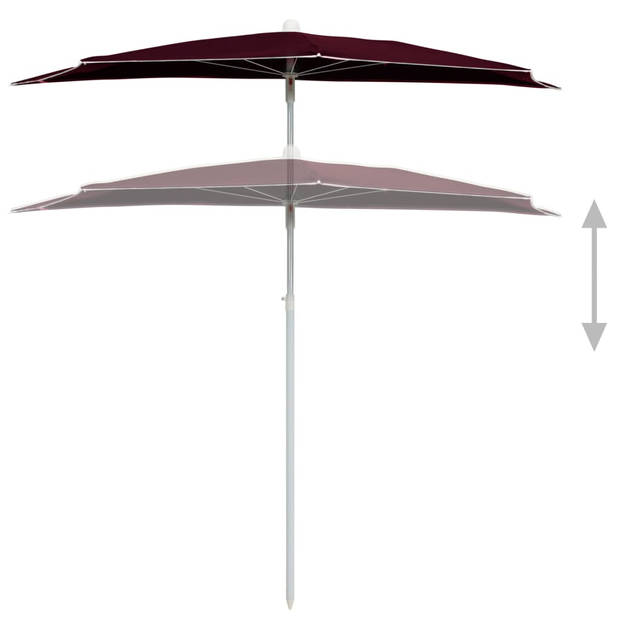 The Living Store Parasol - Halfrond - 180 x 90 x 195 cm - Bordeauxrood