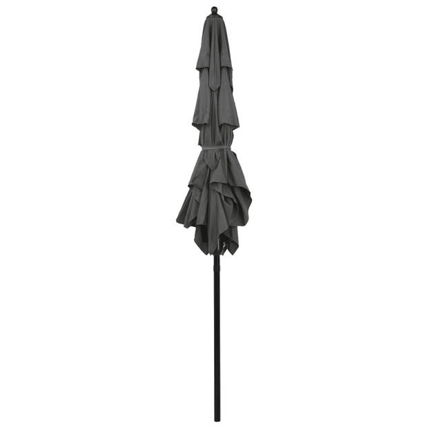 The Living Store Parasol - 3-laags - UV-beschermend - Polyester/Aluminium - 200x200x240 cm - Antraciet