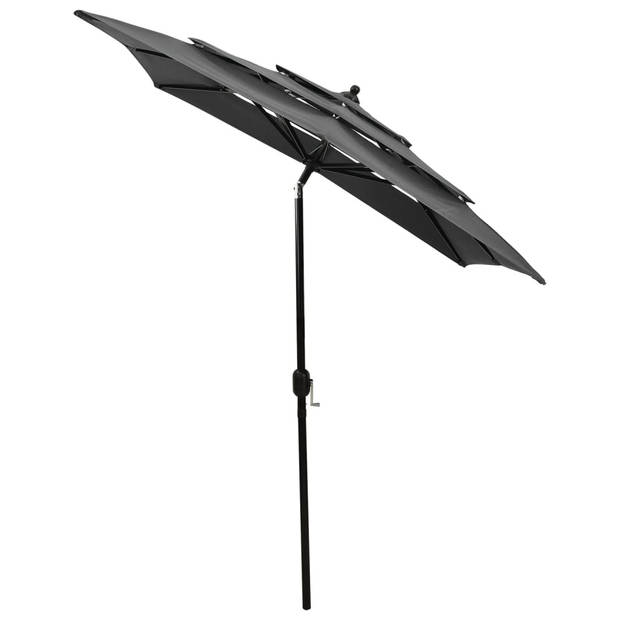 The Living Store Parasol - 3-laags - UV-beschermend - Polyester/Aluminium - 200x200x240 cm - Antraciet