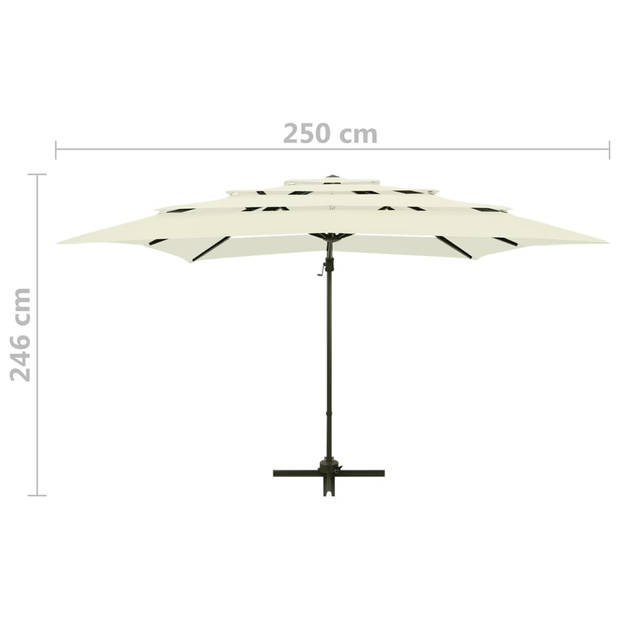 The Living Store Parasol 4-laags - 250 x 250 x 246 cm - UV-beschermend - Inklapbaar