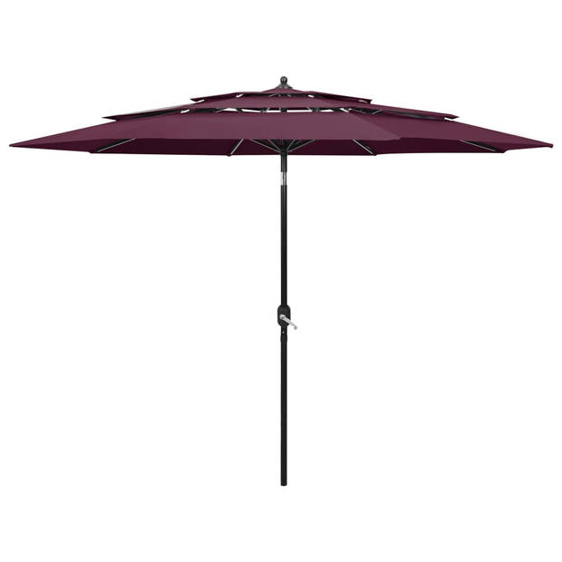 The Living Store Parasol 3-laags - 300 x 243 cm - Bordeauxrood - UV-beschermend polyester - Aluminium paal