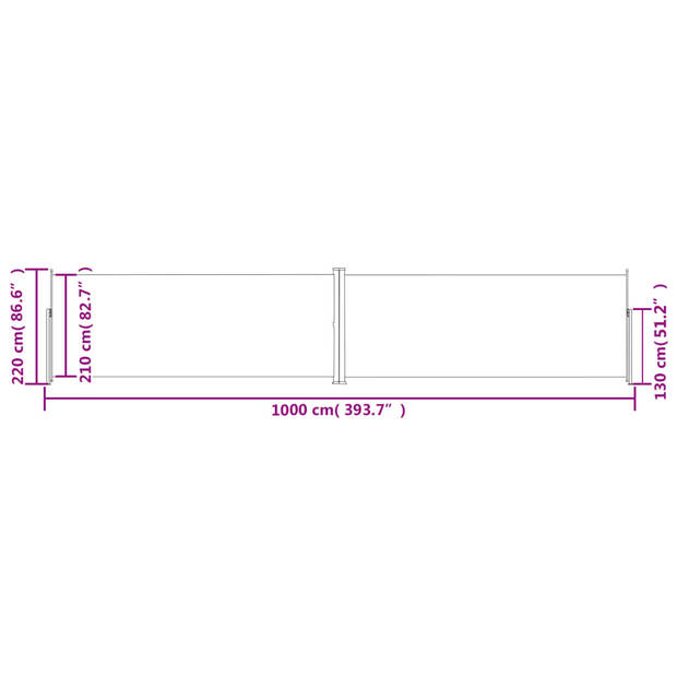 vidaXL Windscherm uittrekbaar 220x1000 cm zwart