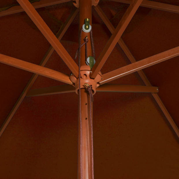 The Living Store Parasol - Houten - Terracotta - 200 x 300 x 250 cm - UV-beschermend