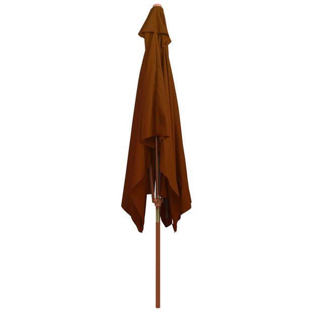 The Living Store Parasol - Houten - Terracotta - 200 x 300 x 250 cm - UV-beschermend