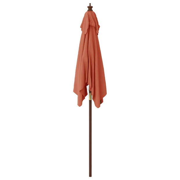 The Living Store Parasol - Terracotta - 198 x 198 x 231 cm - Hardhouten frame - Polyester hoes