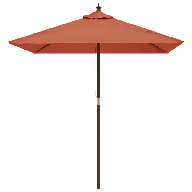 The Living Store Parasol - Terracotta - 198 x 198 x 231 cm - Hardhouten frame - Polyester hoes