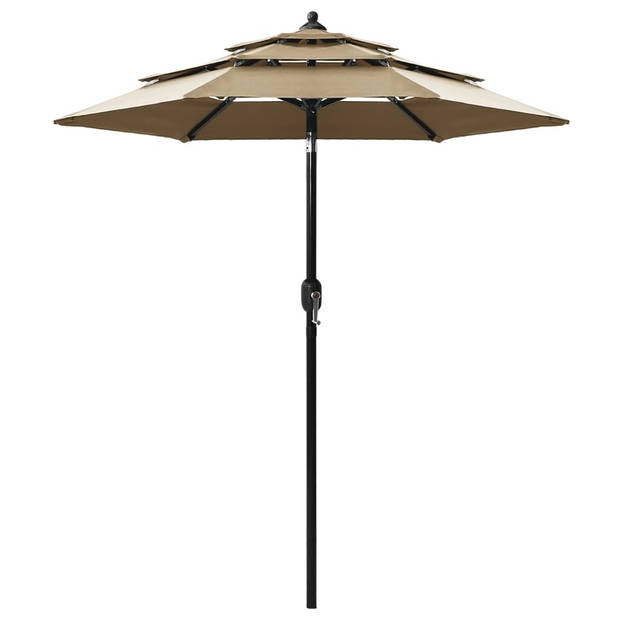 The Living Store parasol - 3-laags - 200 x 228 cm - UV-beschermend en anti-vervagend - Taupe