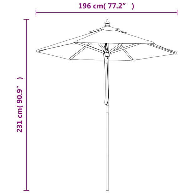 The Living Store Parasol The Living Store - Groen - 196 x 231 cm - Polyester