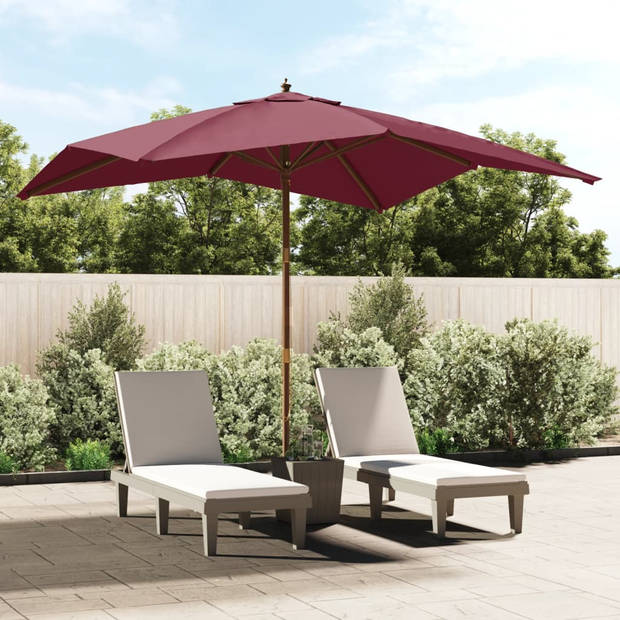 vidaXL Parasol met houten paal 300x300x273 cm bordeauxrood