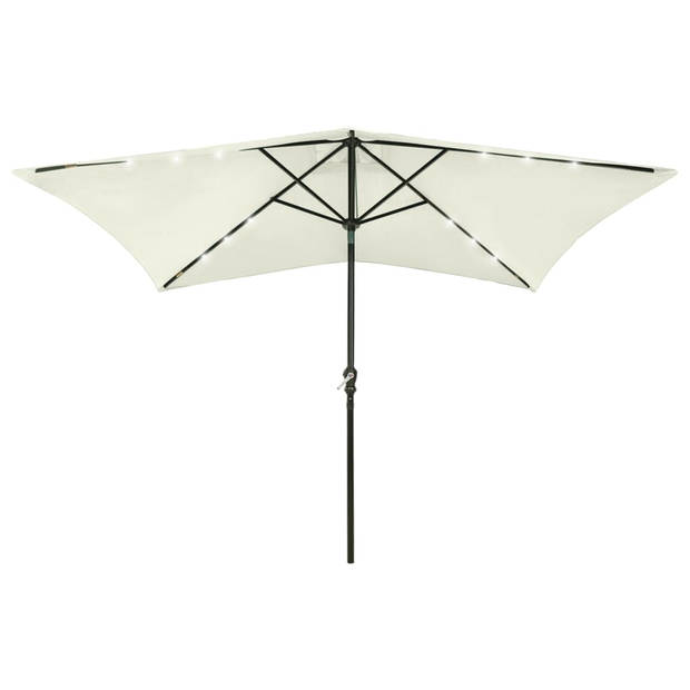 The Living Store Parasol rechthoekig - Zand - 200x300x247 cm - UV-beschermend polyester - Gepoedercoat staal -