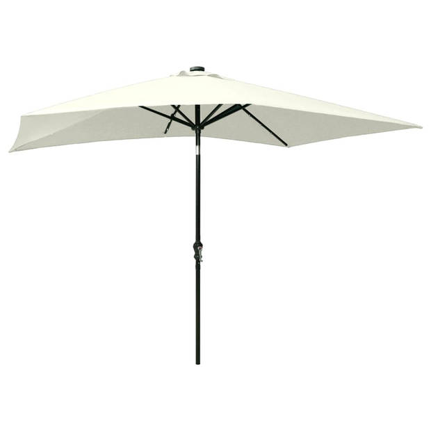 The Living Store Parasol rechthoekig - Zand - 200x300x247 cm - UV-beschermend polyester - Gepoedercoat staal -