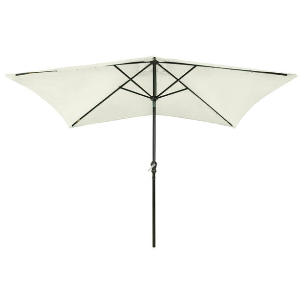 The Living Store Parasol rechthoekig - Zand - 200x300x247 cm - UV-beschermend polyester - Gepoedercoat staal -