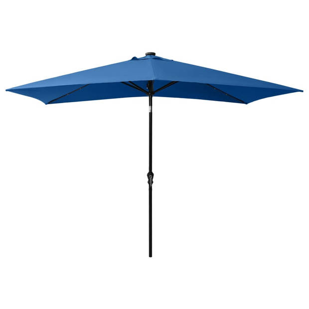 The Living Store Parasol Rechthoekig - 200 x 300 x 247 cm - Azuurblauw - UV-beschermend polyester - Gepoedercoat staal