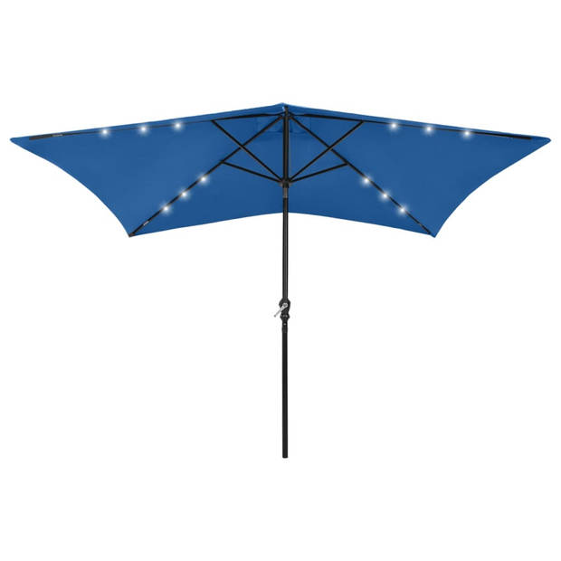 The Living Store Parasol Rechthoekig - 200 x 300 x 247 cm - Azuurblauw - UV-beschermend polyester - Gepoedercoat staal