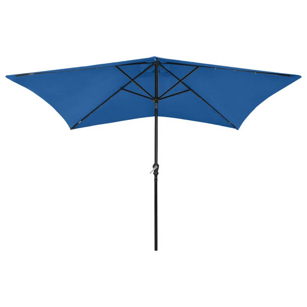 The Living Store Parasol Rechthoekig - 200 x 300 x 247 cm - Azuurblauw - UV-beschermend polyester - Gepoedercoat staal