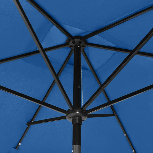 The Living Store Parasol Rechthoekig - 200 x 300 x 247 cm - Azuurblauw - UV-beschermend polyester - Gepoedercoat staal