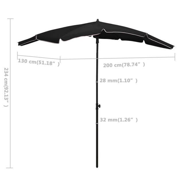 The Living Store Parasol - The Living Store Luxe Tuinparasol 200x130x234 - Zwart 100% Polyester - Kantelfunctie