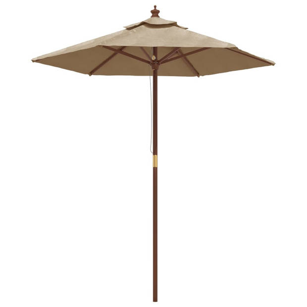 The Living Store Parasol Outdoor - 196 x 231 cm - Taupe - Hardhouten frame - Polyester hoes