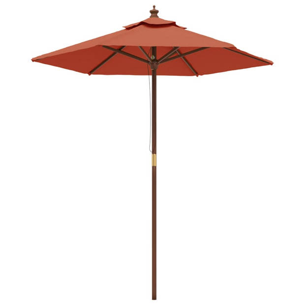 The Living Store Parasol met houten paal 196x231 cm terracottakleurig - Parasol