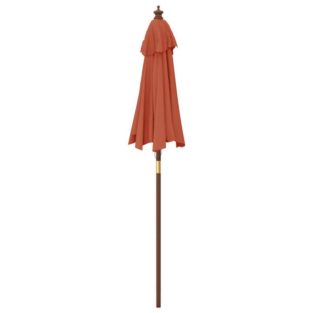 The Living Store Parasol met houten paal 196x231 cm terracottakleurig - Parasol