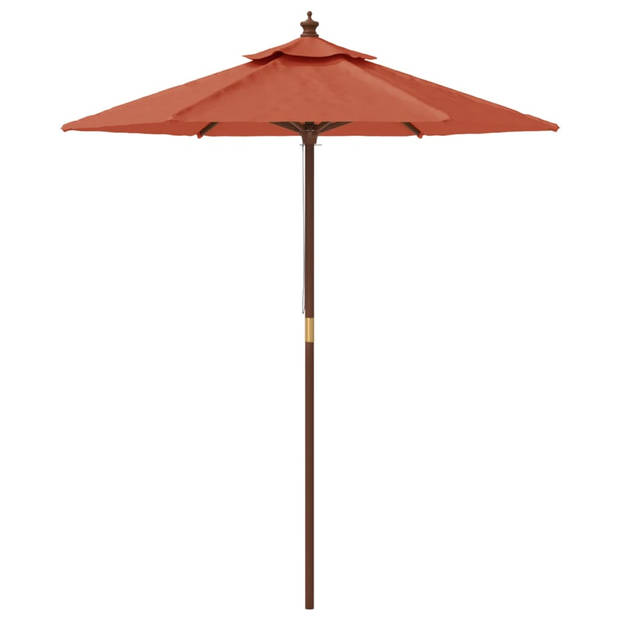 The Living Store Parasol met houten paal 196x231 cm terracottakleurig - Parasol