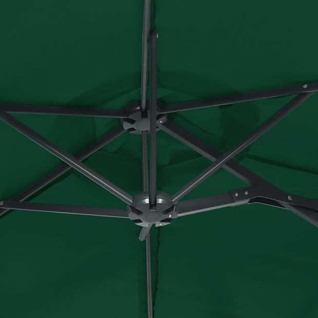 The Living Store Dubbele Parasol - Groen en Donkergrijs - 316 x 145 x 240 cm - Polyester - Sterke Voet -