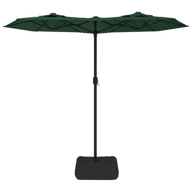 The Living Store dubbele parasol - LED-verlichting - groen/donkergrijs - 316x145x240cm