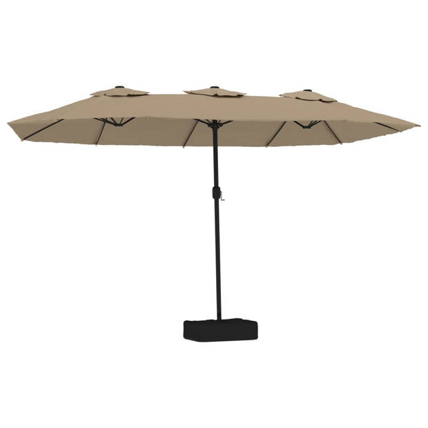 The Living Store Parasol - Dubbel - Taupe - Donkergrijs - 449 x 265 x 245 cm - UV-beschermend en kleurvast