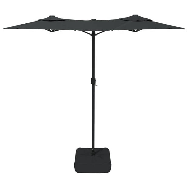 The Living Store Dubbele Parasol Antraciet en Donkergrijs - 316x145x240cm - UV-beschermend Polyester - Sterk Ijzeren