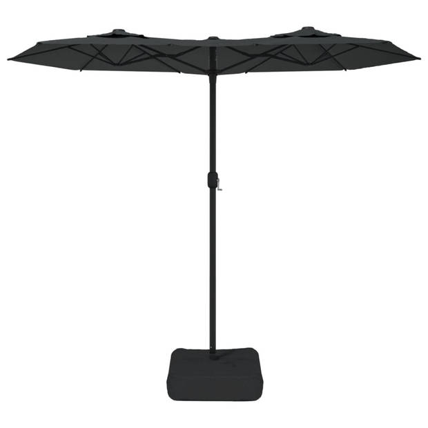 The Living Store Dubbele Parasol Antraciet en Donkergrijs - 316x145x240cm - UV-beschermend Polyester - Sterk Ijzeren