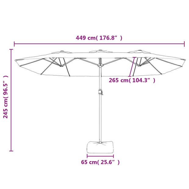 vidaXL Parasol dubbel 449x245 cm azuurblauw