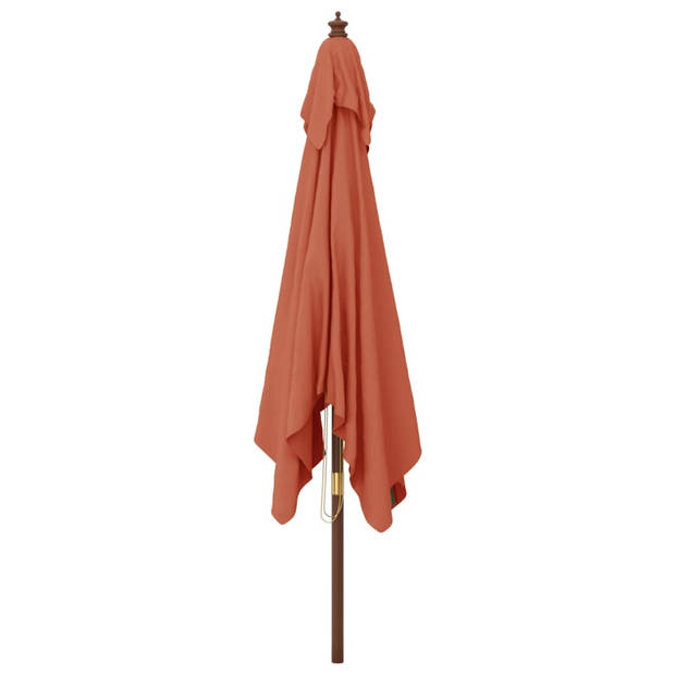 vidaXL Parasol met houten paal 300x300x273 cm terracottakleurig