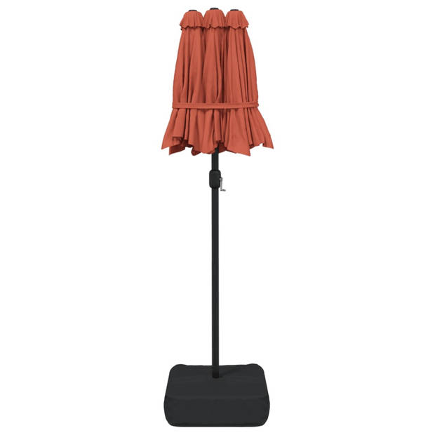 The Living Store Dubbele Parasol - Terracotta en Donkergrijs - 316 x 145 x 240 cm - UV-Beschermend en Kleurvast