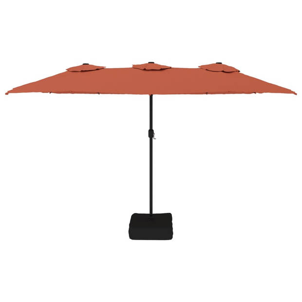 The Living Store Parasol Dubbel Terracotta 449x265x245 cm - LED-verlichting