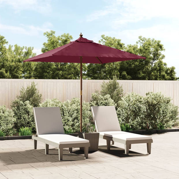 vidaXL Parasol met houten paal 198x198x231 cm bordeauxrood