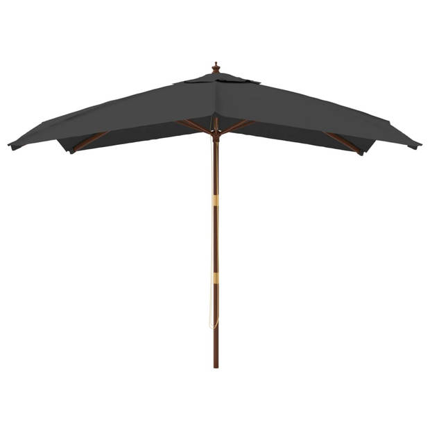 The Living Store Parasol - 300 x 300 x 273 cm - Antraciet polyester - Hardhouten frame - Dubbel katrolsysteem